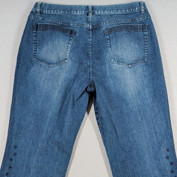 Calvin Klein Jeans Womens 16 Blue Denim Floral Embroidered Straight Leg Casual - Picture 12 of 15